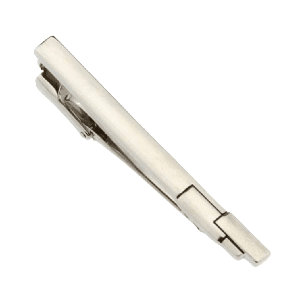 mens silver tie clip with square design 