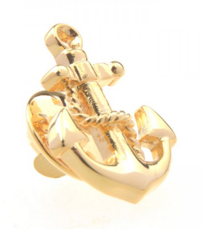 James Adelin Mens Lapel Pin Brushed Gold Anchor