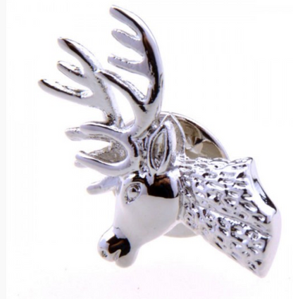James Adelin Mens Lapel Pin Silver Deer