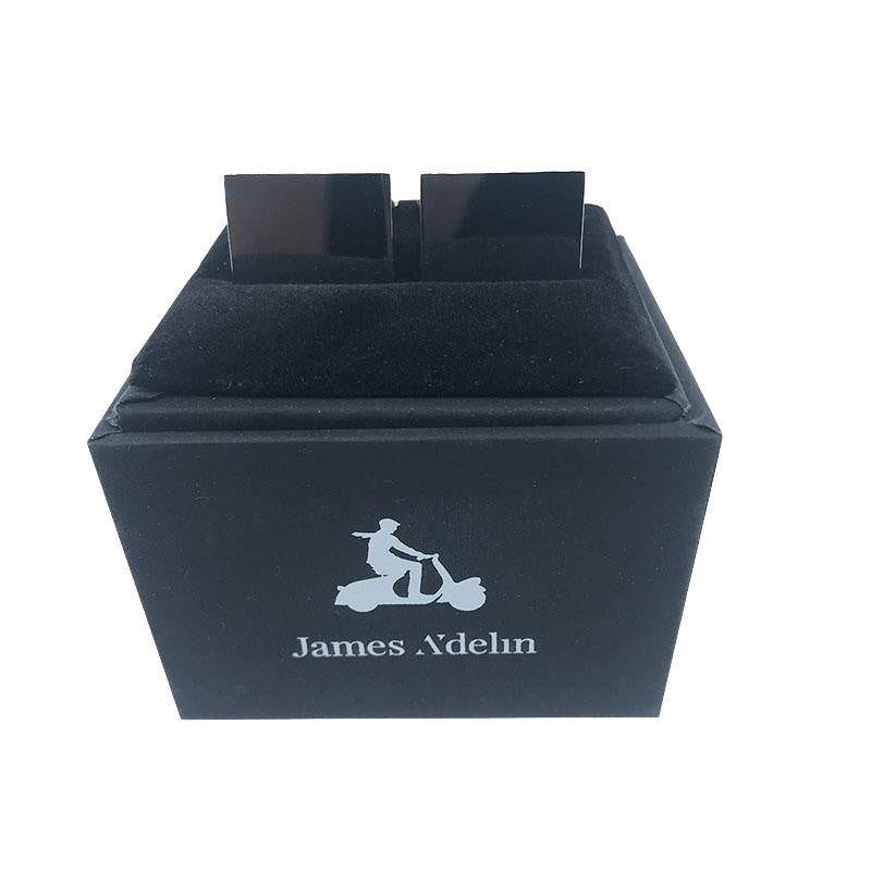Silver Rectangle Shiny Plain Cuff Links