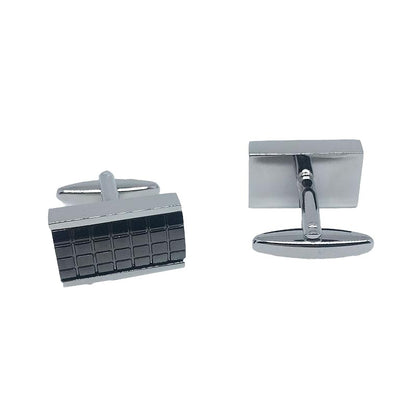 Silver/Charcoal Grid Cuff Links