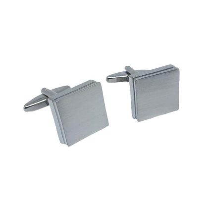 Silver Square Matt Plain Cuff Links
