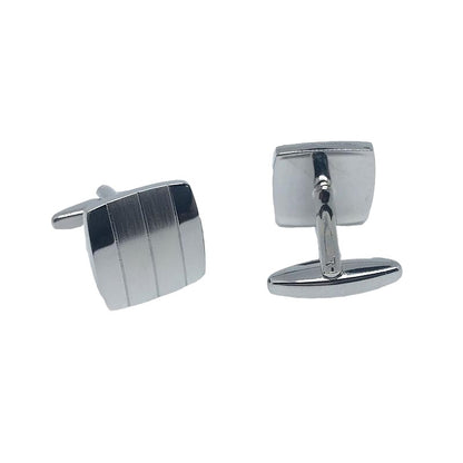 Silver Square Rounded Stripe Cuff Links