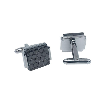 Silver/Charcoal Circular Insert Cuff Links