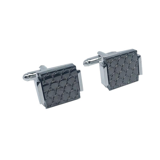 Silver/Charcoal Circular Insert Cuff Links