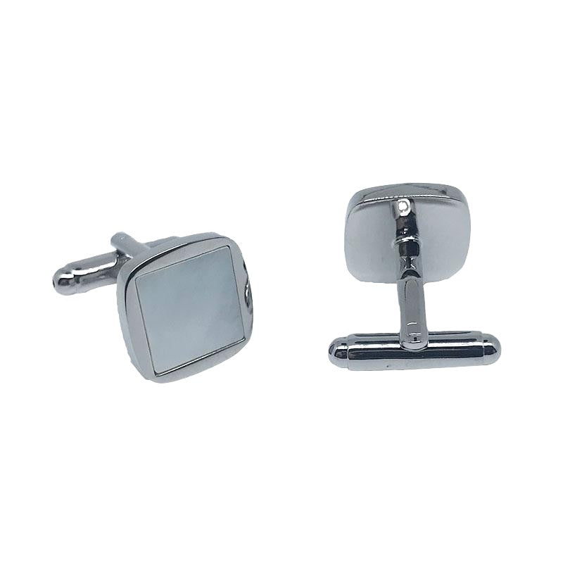 Silver Square Rounded Mother of Pearl Cuff Links