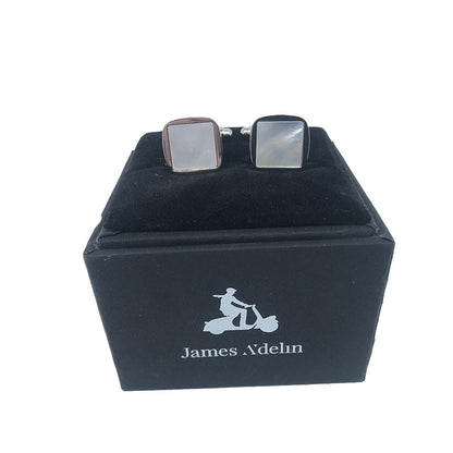 Silver Square Rounded Mother of Pearl Cuff Links