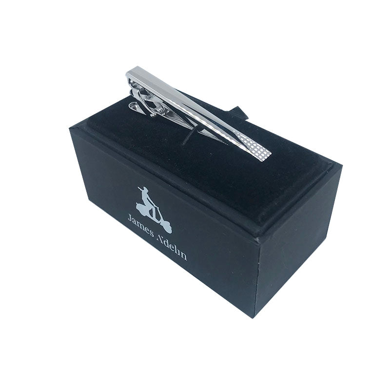Silver Triangular Edge Mens Tie Bar