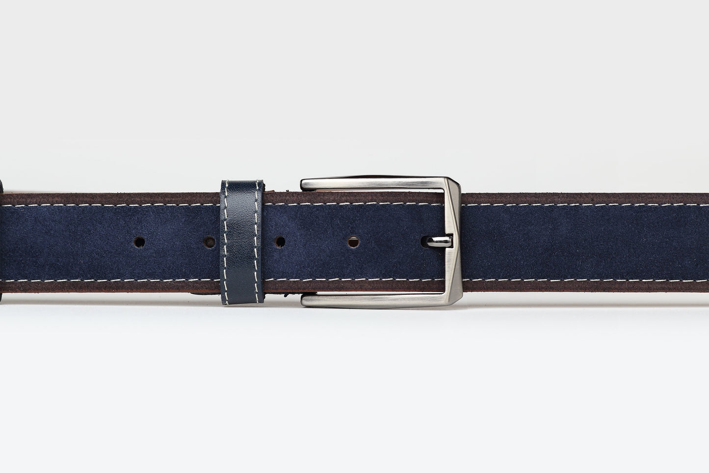 Navy/Brown Mens Suede Leather Belt